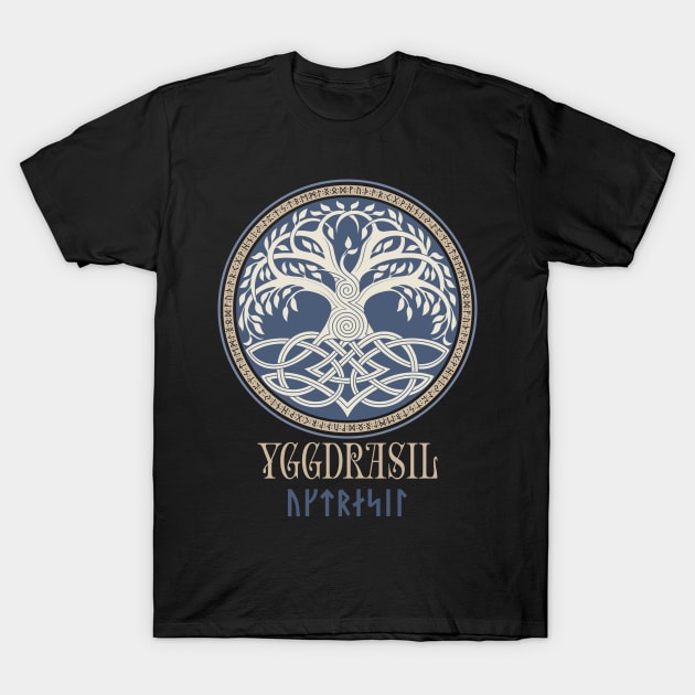 Norse Viking Tree of Life Pagan Yggdrasil Mythology T-Shirt by Blue Pagan